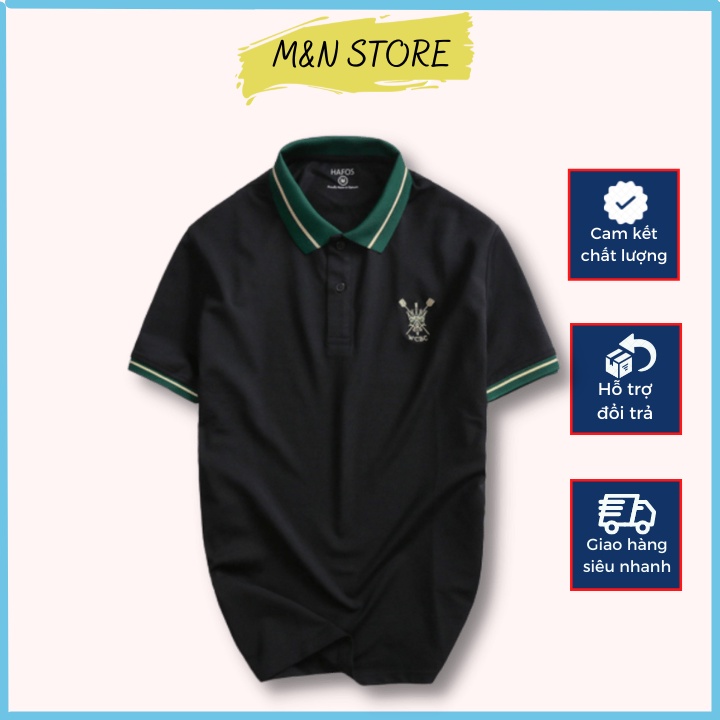 Áo polo nam tay ngắn cổ bẻ phối xanh vải cotton cá sấu thoáng mát