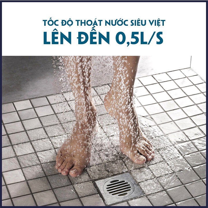 Phễu thoát sàn ngăn mùi hôi thoát nước nhanh đồng mạ crom kích thước 120x120mm HIWIN FD-1952