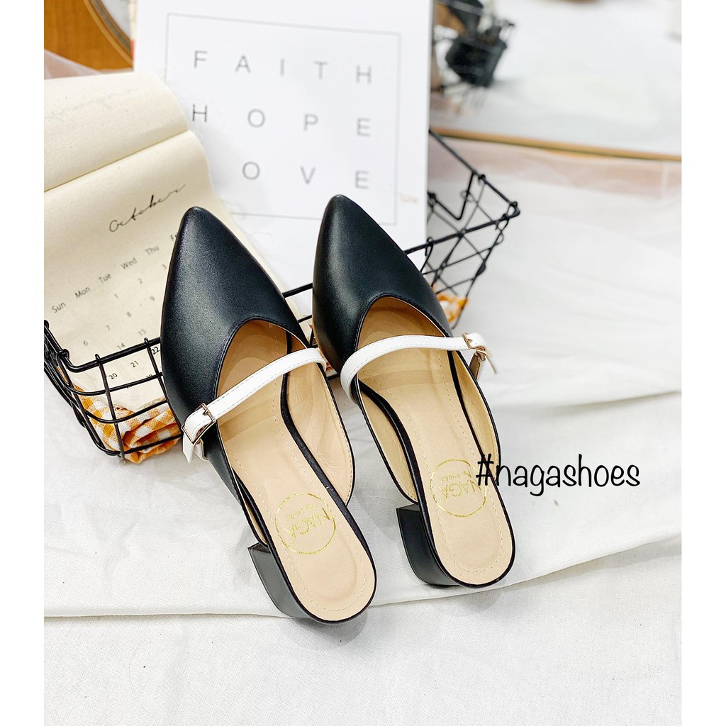 DÉP MŨI NHỌN NAGASHOES NAD87 PHỐI KHÓA NGANG 3CM