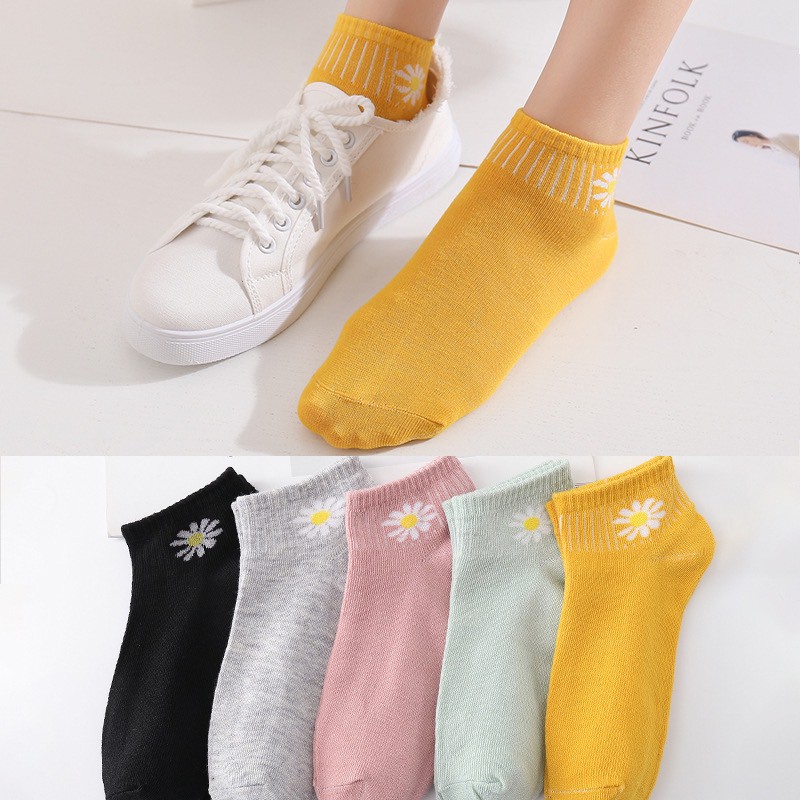 TẤT VỚ NAM NỮ MANG GIÀY CỔ TRỤ HOA CÚC 300 SIÊU DỄ THƯƠNG
