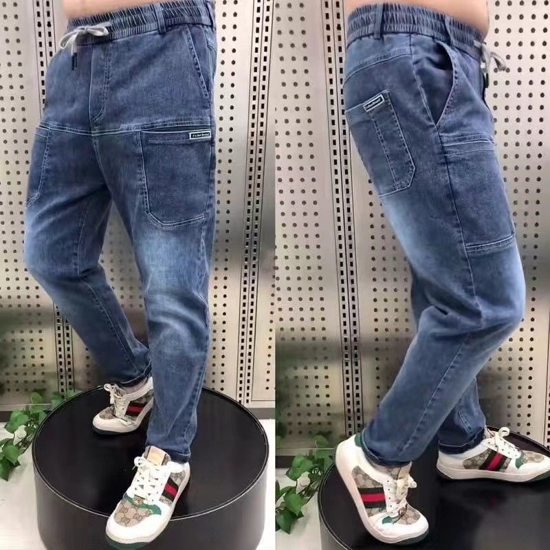 Quần Jeans Dài Ống Rộng Co Giãn Có Túi Mẫu Mới Thời Trang Xuân Hè Cho Nam