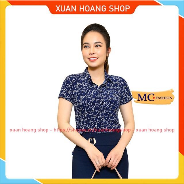 Áo Sơ Mi Nữ Ngắn Tay Kiểu Đẹp Công Sở Mc Fashion, Size Đủ, Chất Vải Mát, Màu Xanh Đen Tím Than, Vàng Đỏ Cộc, Kẻ Sọc A668