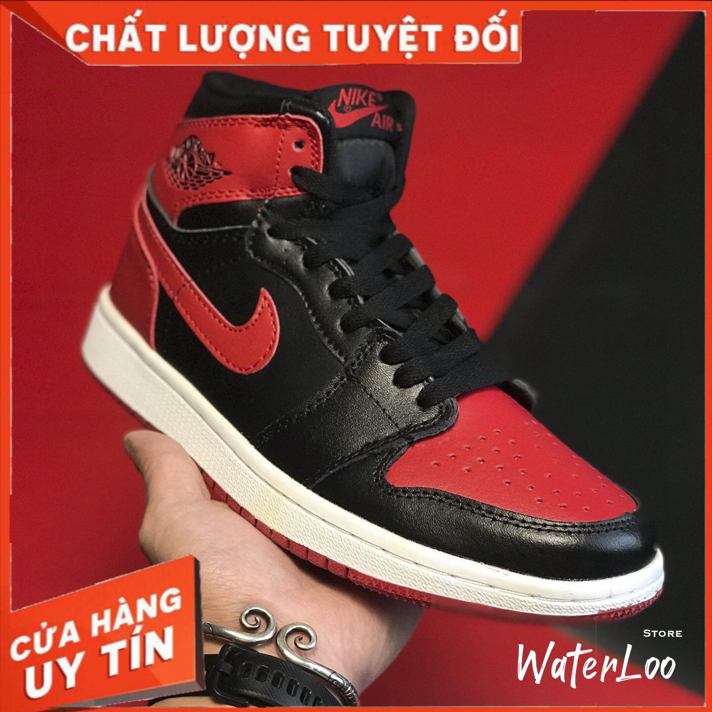 [FREESHIP+HỘP+QUÀ] Giày Thể Thao Sneakers AIR JORDAN 1 Retro High BRED Đỏ đen cao cổ | BigBuy360 - bigbuy360.vn