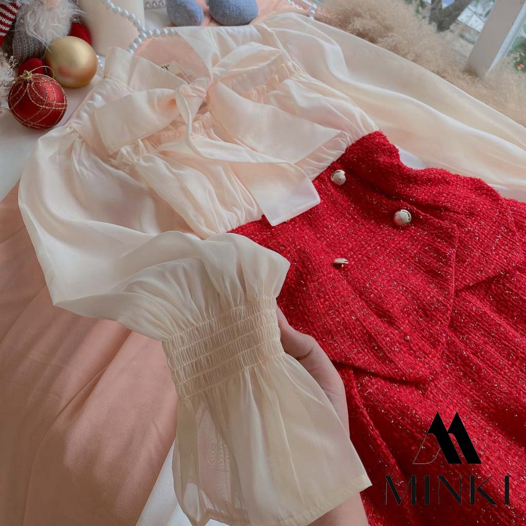 SET DẠ TẾT KÈM ÁO SƠ MI VOAN TƠ TIỂU THƯ - CHẤT LIỆU CAO CẤP CHO DỊP TẾT ĐẾN XUÂN VỀ - HAI MÀU ĐỎ VÀ ĐEN | BigBuy360 - bigbuy360.vn