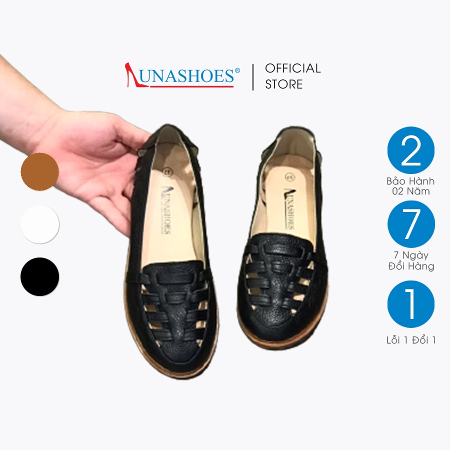 GIày rọ nữ da bò thật 100% và bảo hành 2 năm 1 đổi 1 LUNASHOES 6203 đi êm chân dễ phối đồ giày trung niên cho mẹ