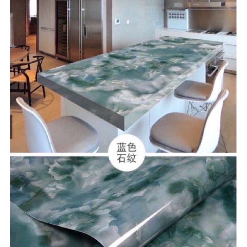Giấy dán bếp  FREE SHIP  Decal dán bếp tráng bạc mã ĐÁ CẨM THẠCH XANH LỤC có keo sẵn chịu nhiệt tốt