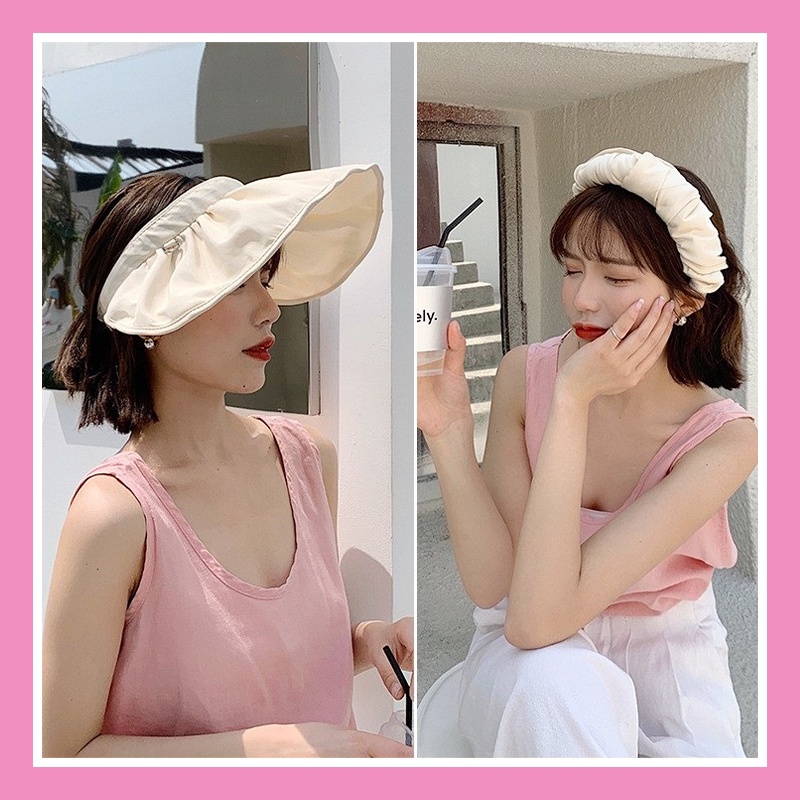 Mũ Chống Nắng Nón Chống Nắng Nửa Đầu Hình Vỏ Sò đa năng 2 in 1 kết hợp gấp gọn làm băng đô thời trang thời