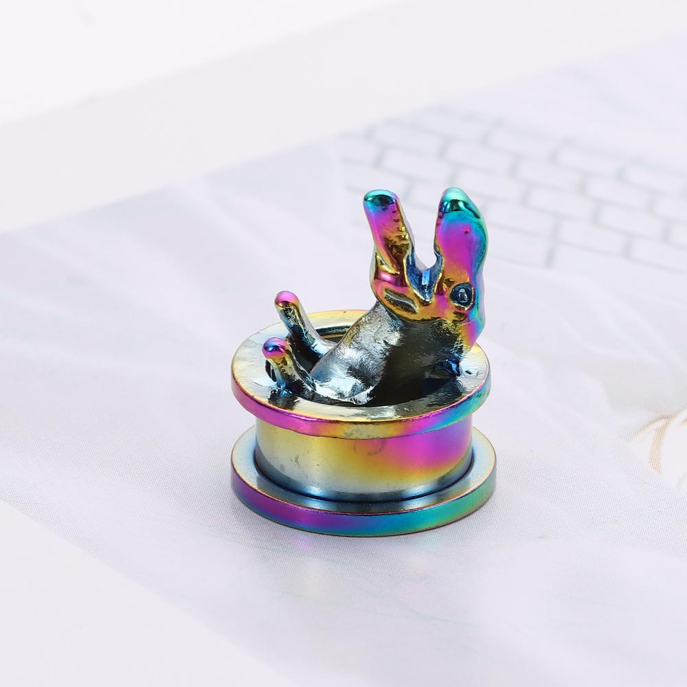 Khuyên Nong Tai Hình Khủng Long 3D Màu Sắc Cầu Vồng