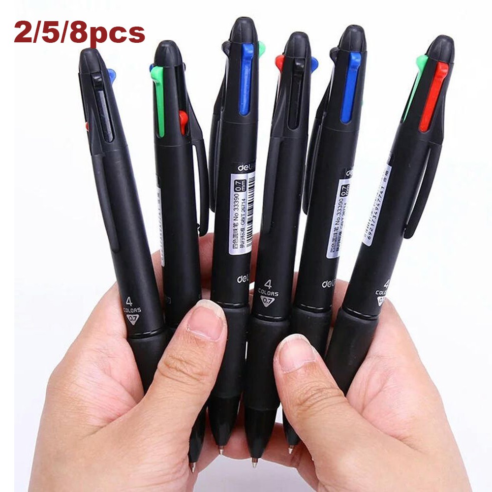 Set 2/5/8 bút bi 4 màu ngòi 0.7mm tiện dụng