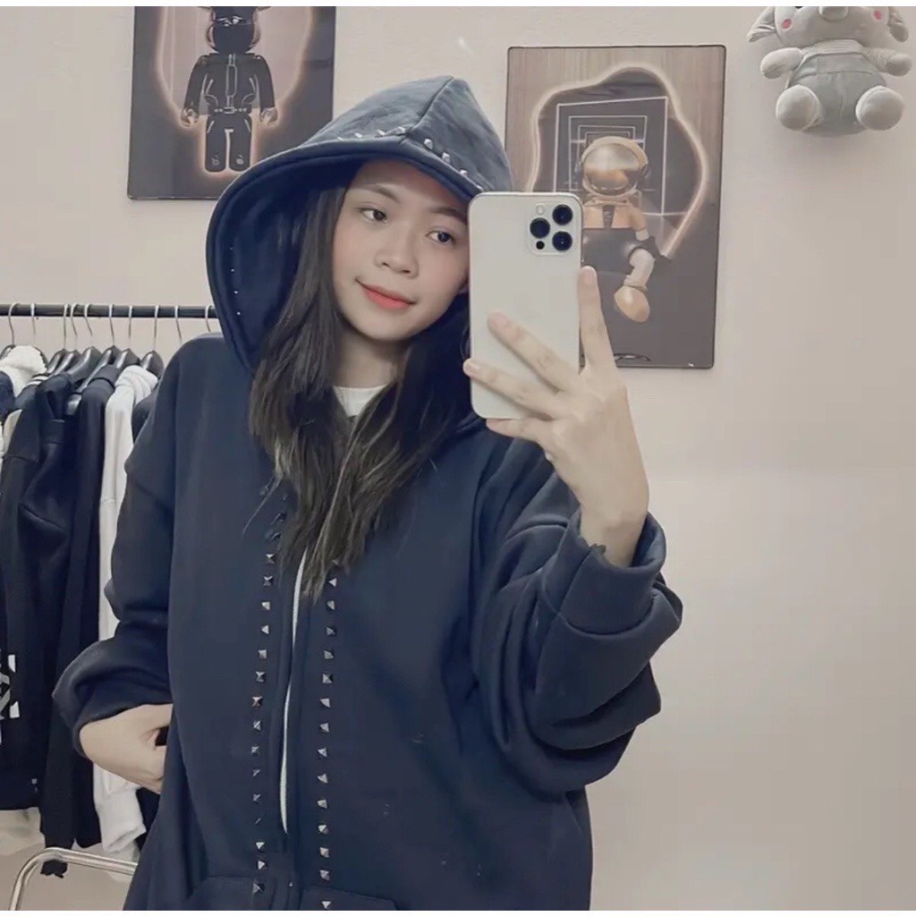 Áo Khoác Hoodie Zip ĐÍNH ĐÁ Mũ Trùm Unisex Chất Vải Nỉ Cao Cấp