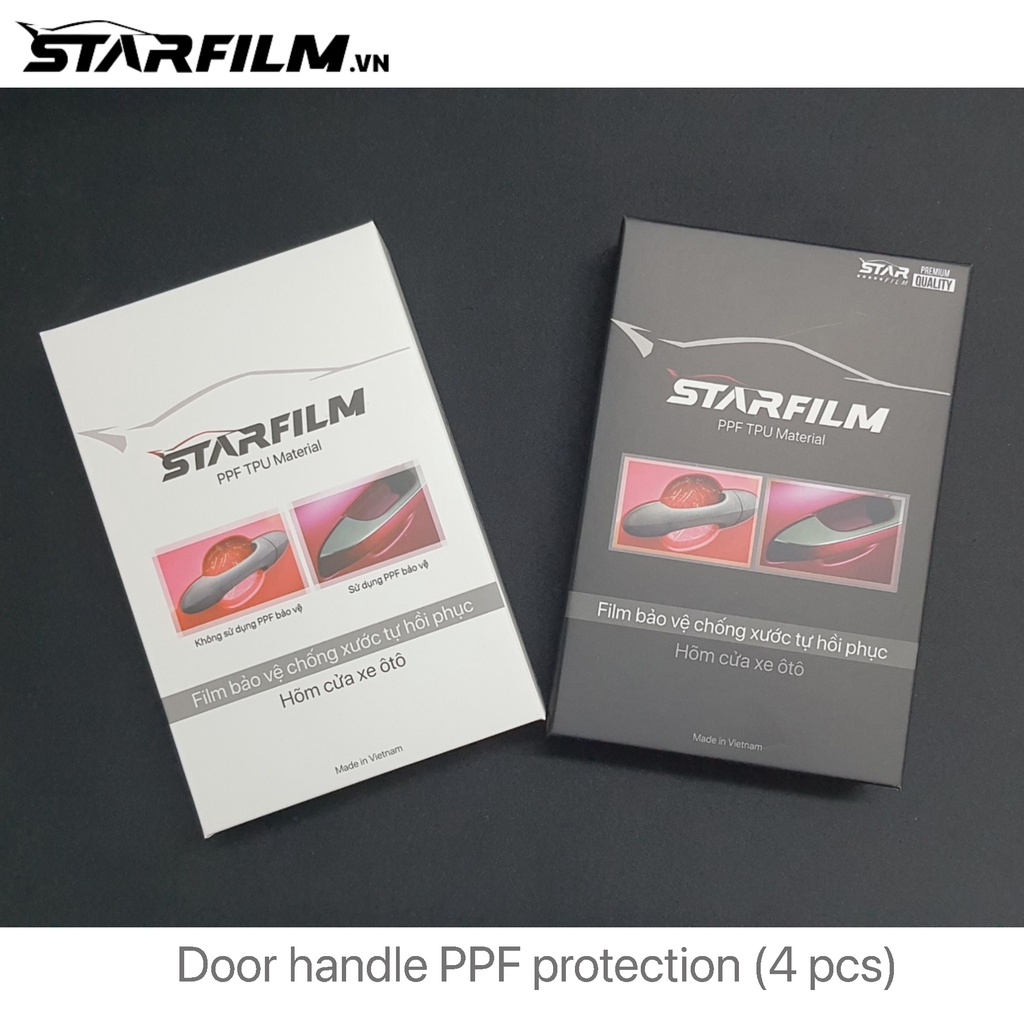 Bộ 4 miếng dán PPF TPU bảo vệ tay nắm hõm cửa STARFILM đầy đủ phụ kiện,  Film ppf chống xước hõm cửa ô tô