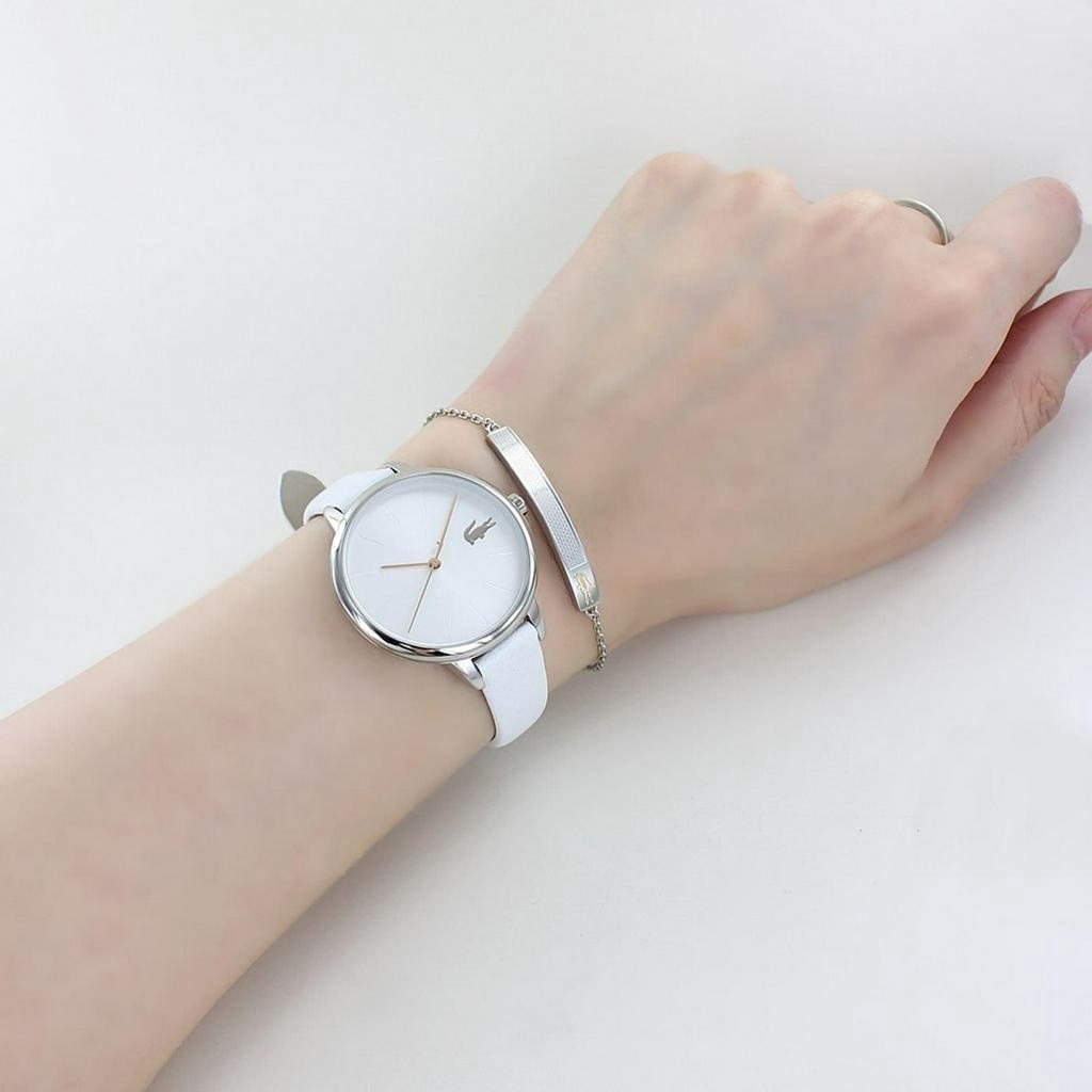Đồng hồ nữ dây da Set Lacoste White Tone