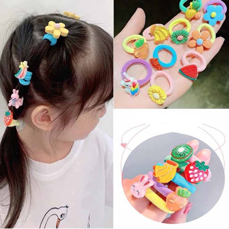 Set 10 Dây Cột Tóc Co Giãn Dễ Thương Cho Bé Gái