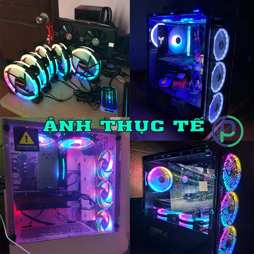 Quạt tản nhiệt fan led rgb coolmoon y1 k2 m1 ver 2 có hub điều khiển phụ kiện trang trí máy tính tự động đổi màu