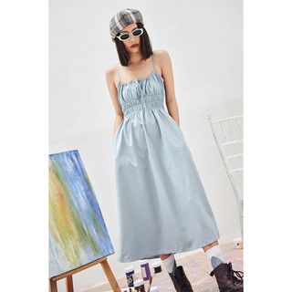 DOTTIE - Đầm Midi Hai Dây Nhún Ngực Nữ D0064