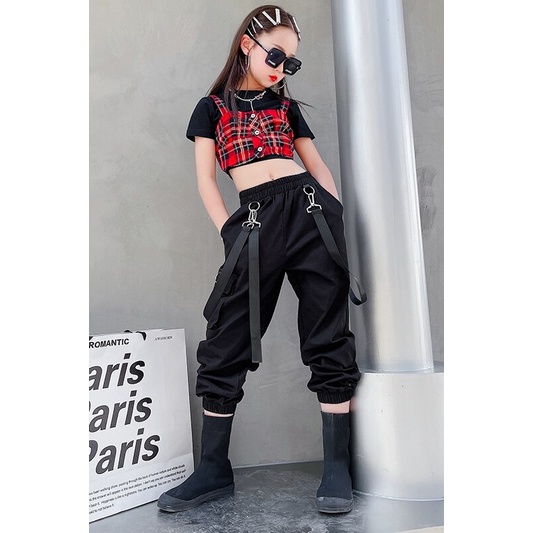 Set quần + áo phong cách hiphop thời trang mùa hè cho bé gái