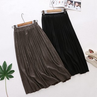 Chân váy dài xòe xếp ly nữ dài qua gối phong cách đơn giản Akira Store