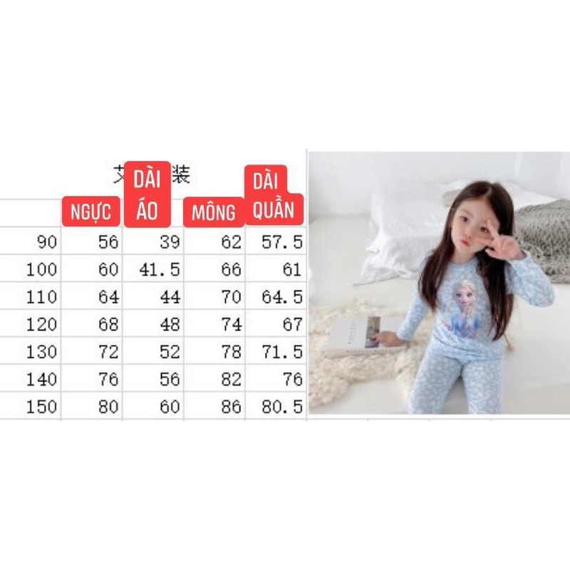 Bộ dài tay Elsa Frozen cho bé gái