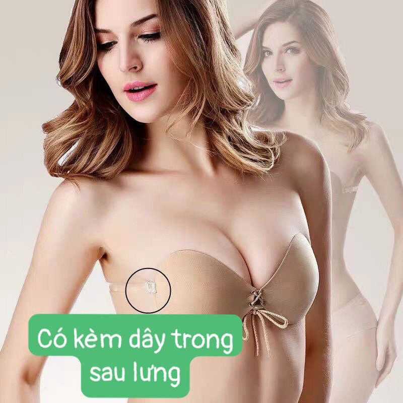 Áo dán ngực bàn tay dày có dây rút tạo khe(tặng kèm quai trong)