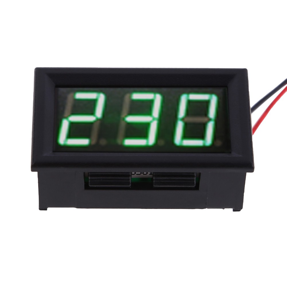 Vôn kế điện tử AC 30-500V có 2 dây điện đèn LED màu xanh dương cao cấp