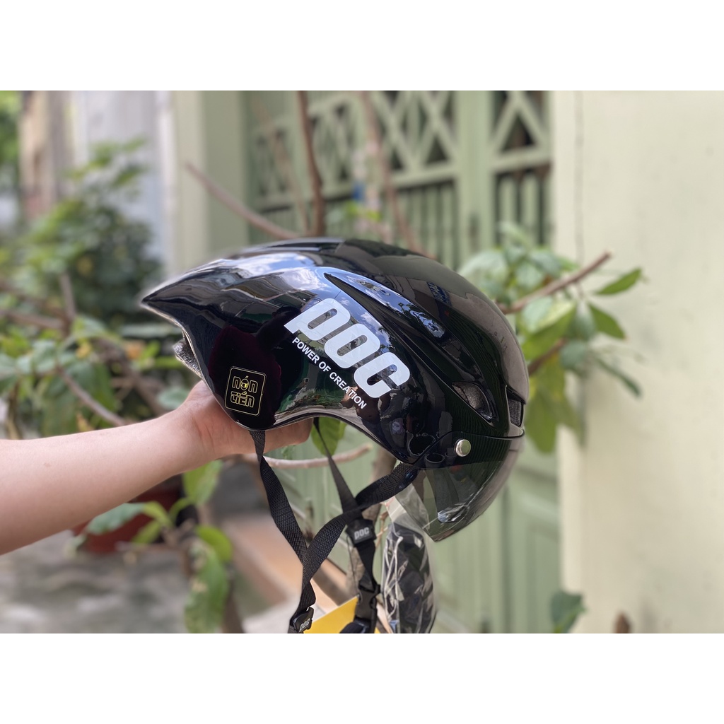 MŨ THỂ THAO POC 01 ĐEN BÓNG QUỐC DÂN , hàng chính hãng POC, KÈM KÍNH VÀ TÚI ĐỰNG NÓN, BẢO HÀNH 365 NGÀY