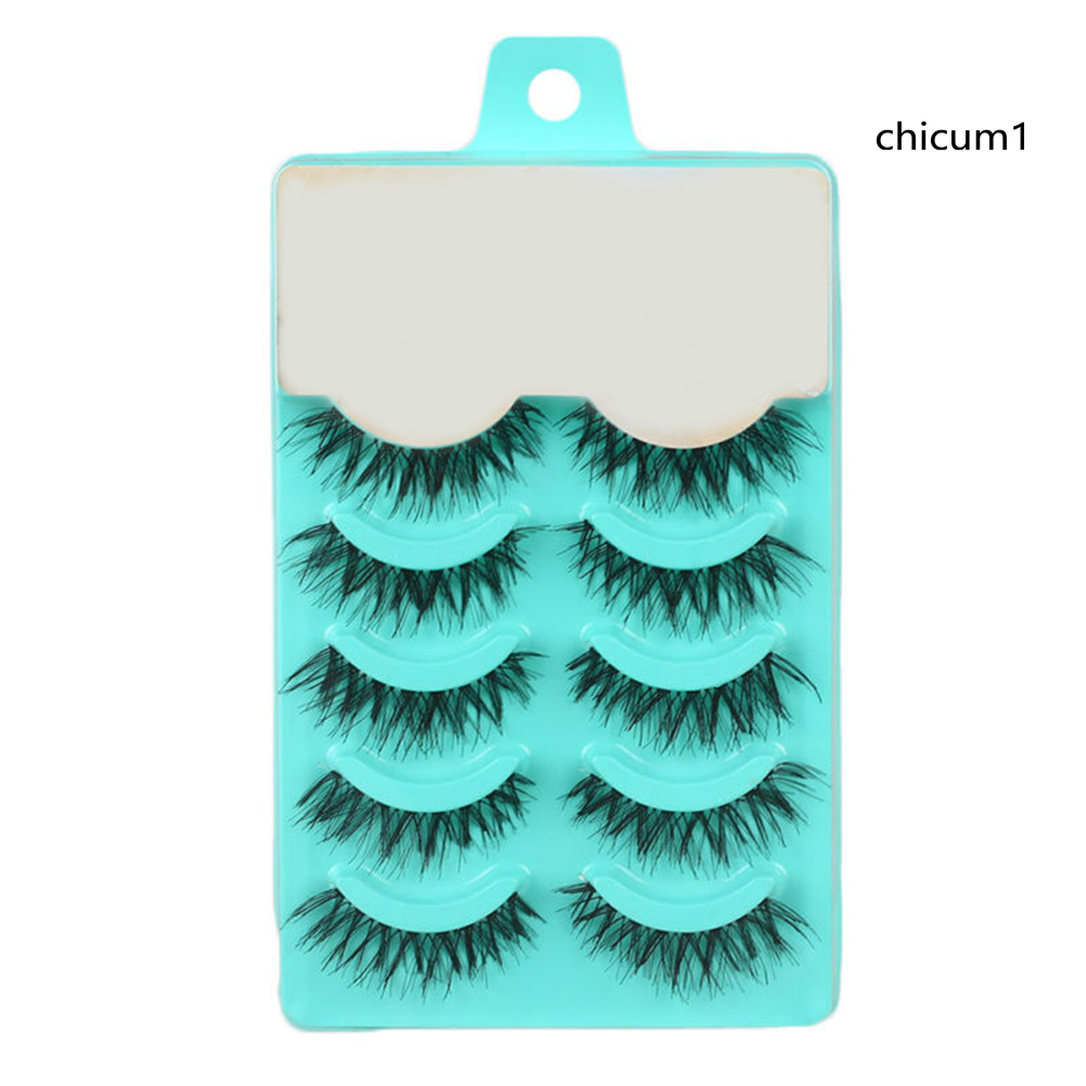 [Hàng mới về] Set 5 cặp lông mi giả cong dài trang điểm chuyên nghiệp tiện dụng