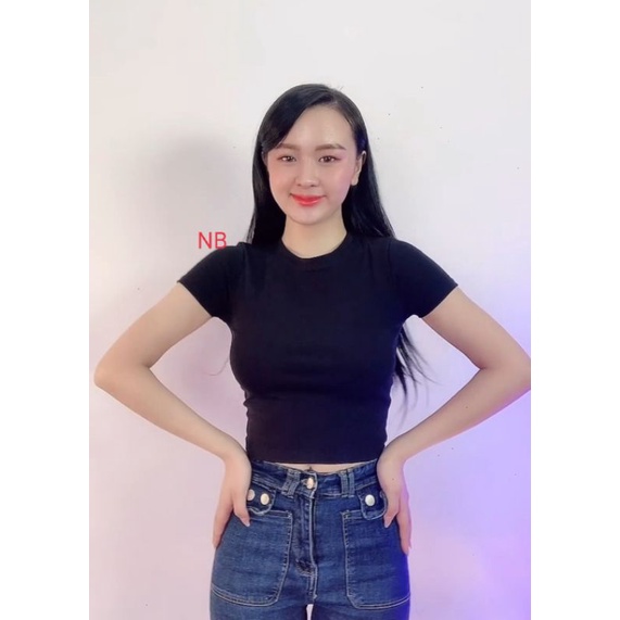 Áo Thun Nữ Croptop Nhung Boutique, Chất Thun Bozip Dày Mịn, Form Đẹp, Màu Trắng - Đen - Hồng - Đỏ