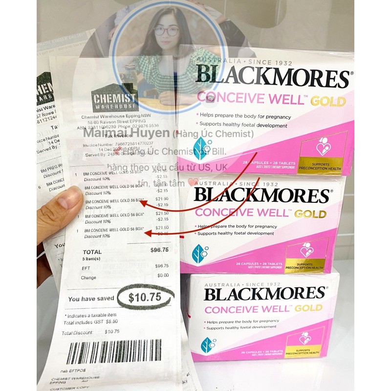 (Đủ Bill+Tem Chemist) Bổ Trứng Tăng Khả Năng Thụ Thai Blackmore Conceive well gold của Úc | BigBuy360 - bigbuy360.vn