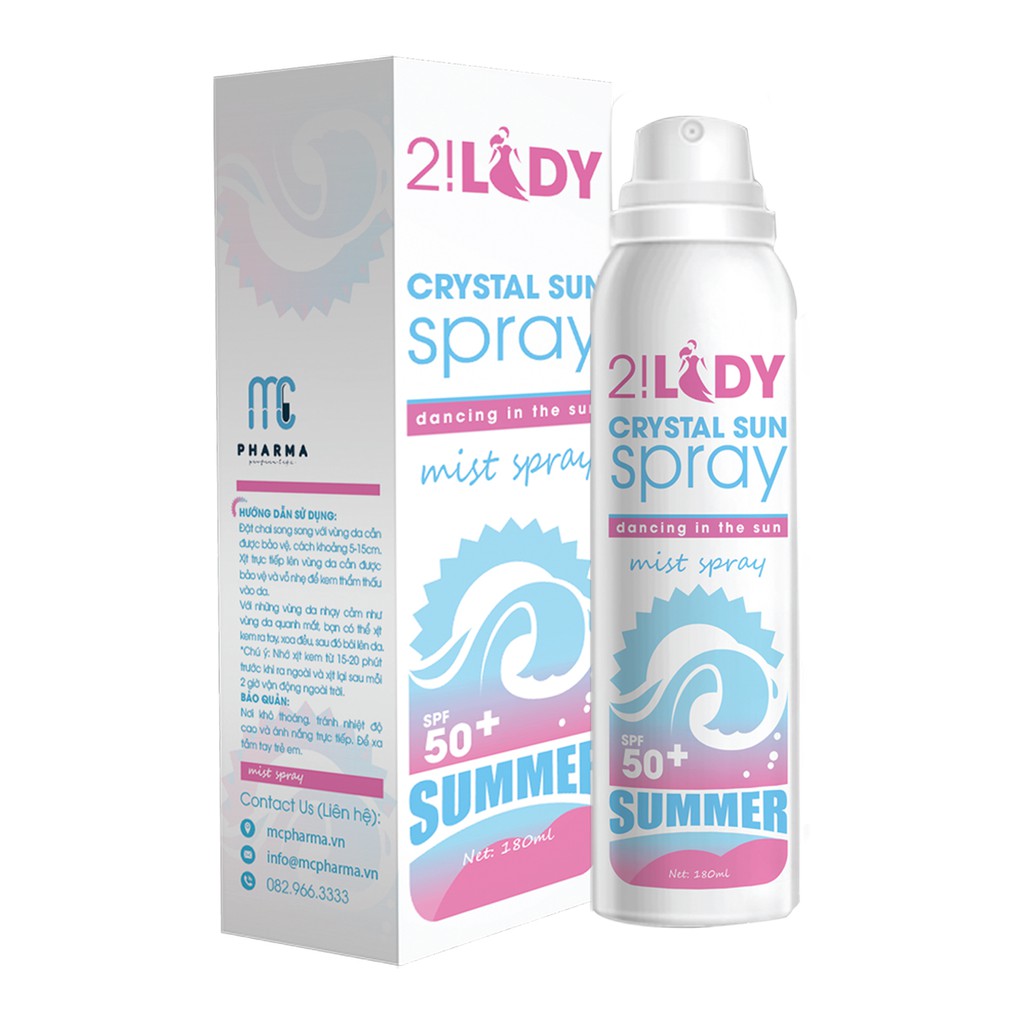XỊT CHỐNG NẮNG 2LADY Crystal Sun Spray 3in1  Chống nắng, dưỡng trắng, giữ ẩm ✔ CHÍNH HÃNG