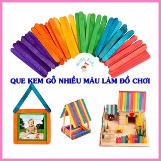 2 túi 100 Que kem gỗ màu làm đồ chơi loại đẹp