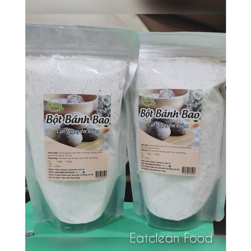 Bột bánh bao nguyên cám trộn sẵn đã kèm Men nở,ăn kiêng giảmcana gói 500gram