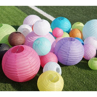 Lồng đèn tròn giấy trang trí nhiều màu, nhiều size