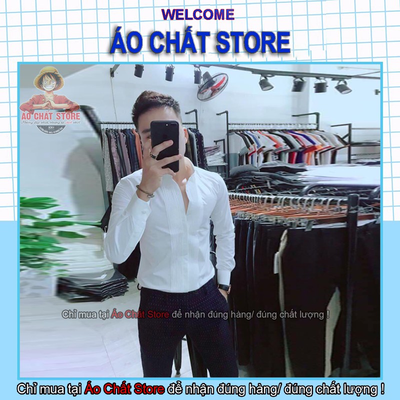 (SIÊU HOT) ÁO SƠ MI NAM TRẮNG XẾP LY CỰC NAM TÍNH | FORM CHUẨN | BigBuy360 - bigbuy360.vn