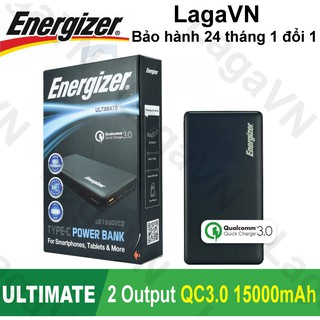 Pin sạc dự phòng Energizer 15000mAh 2 cổng Output Quick Charge 3.0 - UE15002CQ