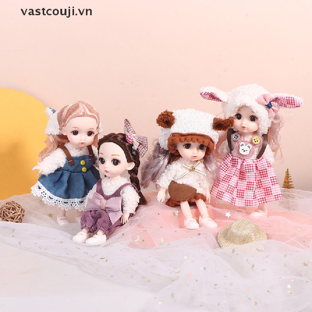 Búp Bê VASTJI Mini 16cm Có Khớp Cử Động Kèm Quần Áo Xinh Xắn Cho Bé Gái