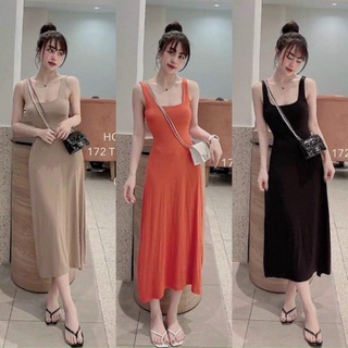 Đầm ba lổ xòe chất borip co giãn thoải mái