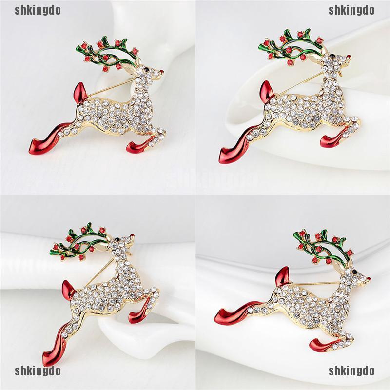 Trâm cài áo trang trí hình tuần lộc giáng sinh đính đá độc đáo