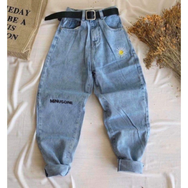 FS50K_Quần Baggy Jeans Thêu Hoa Cúc & Minusone | Quần Baggy Nữ Hot Nhất năm 2021 - 407