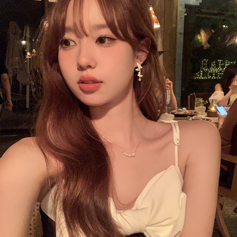 Bông Tai Mạ Bạc 925 Hình Bướm Đính Ngọc Trai Thời Trang 2022 Mới Quyến Rũ Cho Nữ