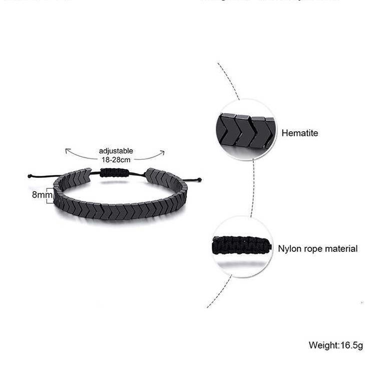 Vòng Tay Xâu Hạt Đá Hematite Màu Đen Thời Trang Unisex