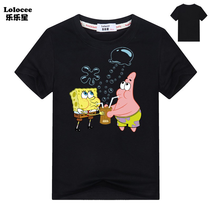 Áo Thun Cotton Tay Ngắn In Họa Tiết Hoạt Hình SpongeBob Và Patrick Thời Trang Mùa Hè Cho Nam