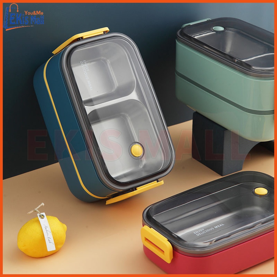 Hộp đựng cơm giữ nhiệt văn phòng Inox Cao cấp có nắp đậy nhiều ngăn (Tặng kèm túi đựng)