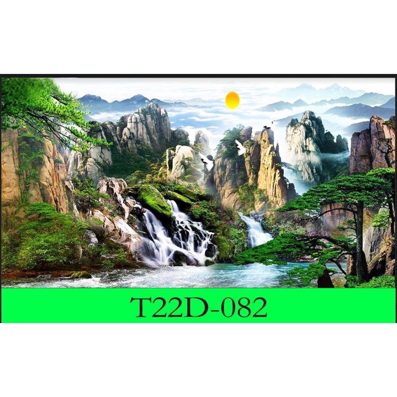 Tranh 3D trang trí hồ cá, bán cạn tiểu cảnh - chủ đề Thuỷ mặc