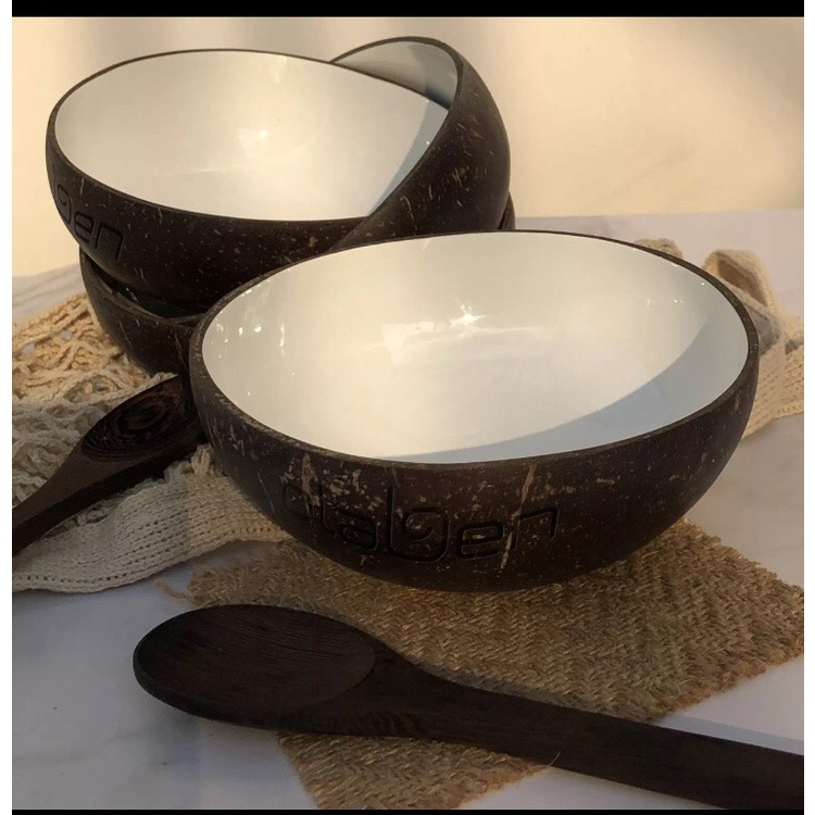 Combo Chén Gáo Dừa + Muỗng Gỗ Dừa Handcarved Coco Olaben Nutrition