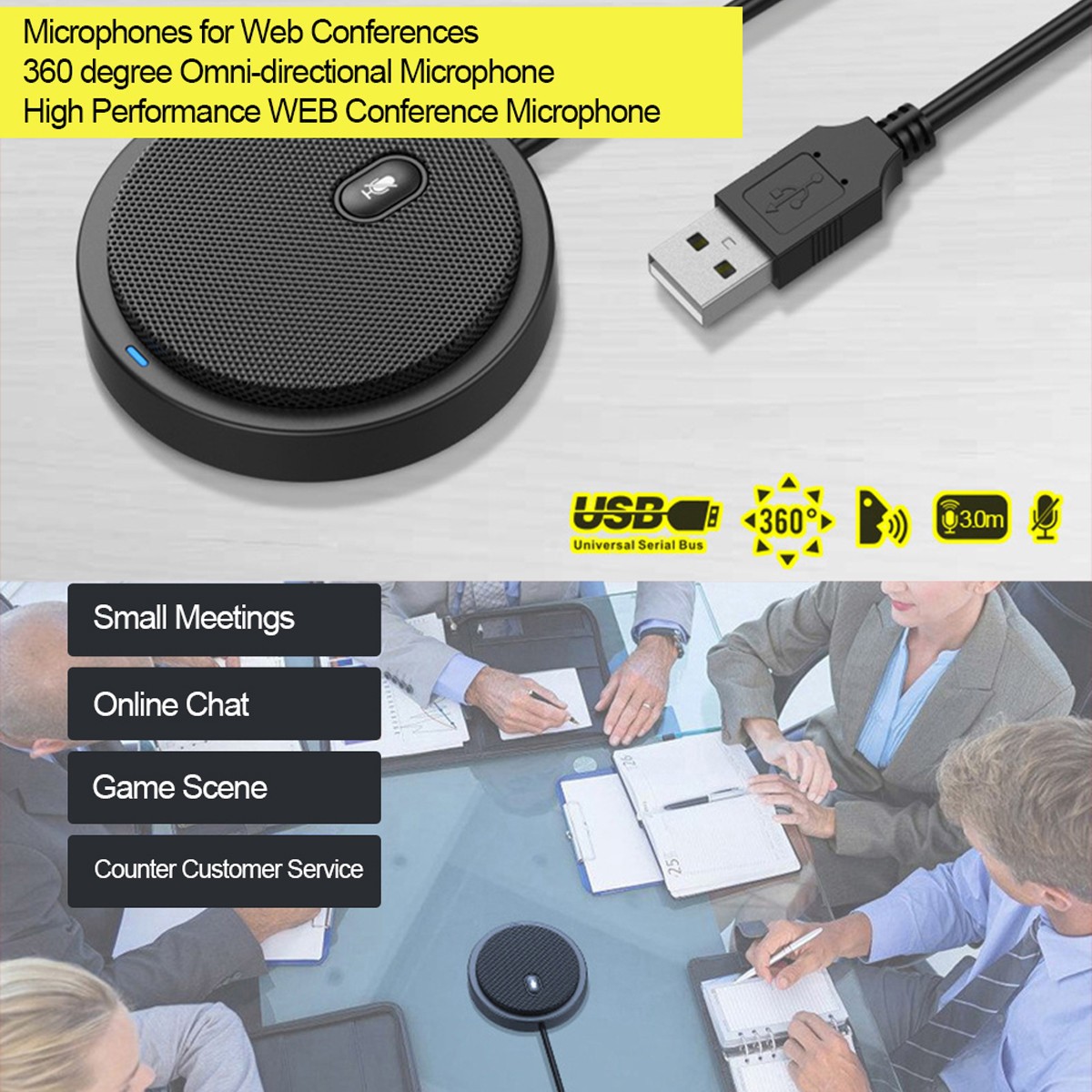 Microphone đa hướng UM02 thiết kế cổng USB dùng cho phòng hội họp