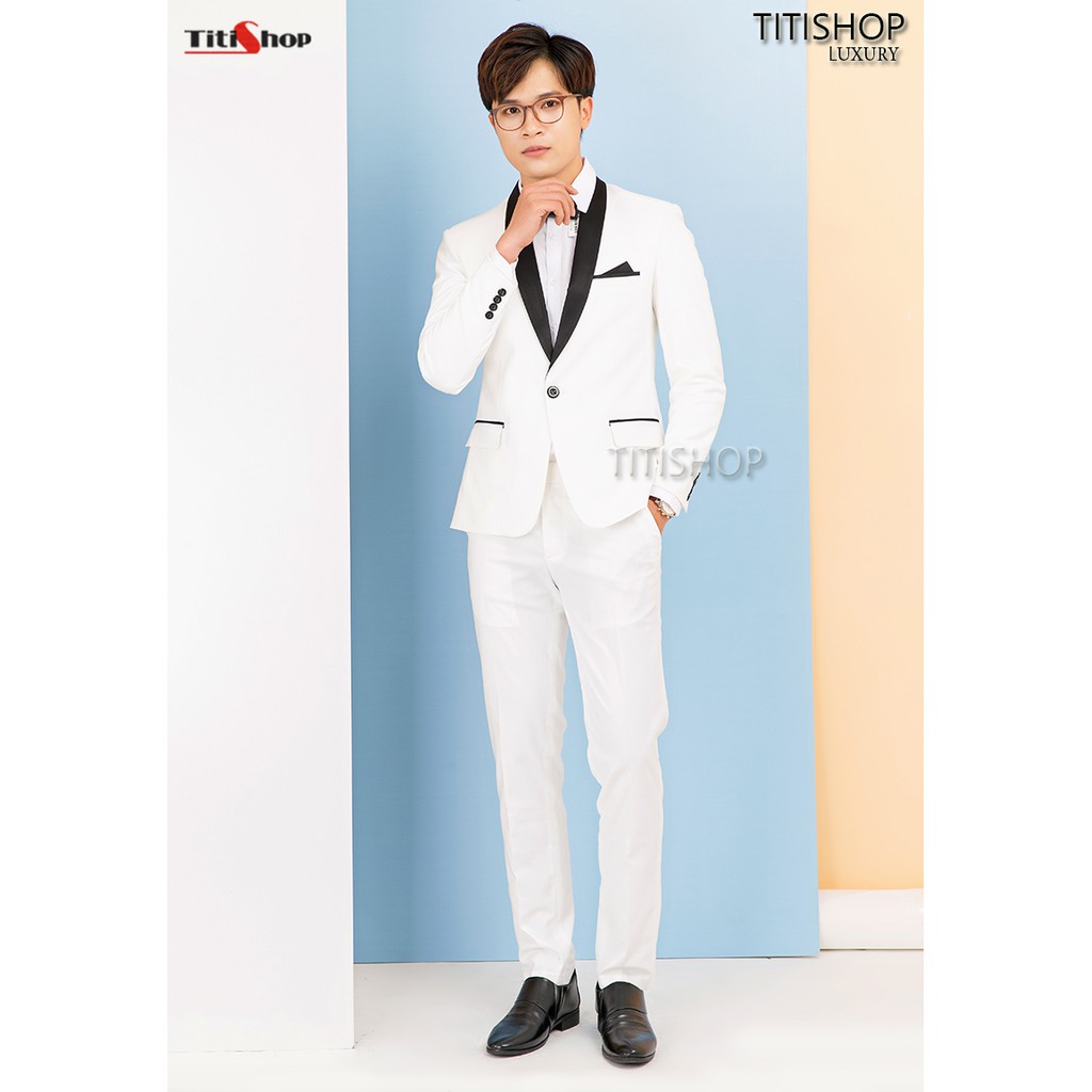 Áo Vest Nam Titishop AVN285 Trắng Viền cổ