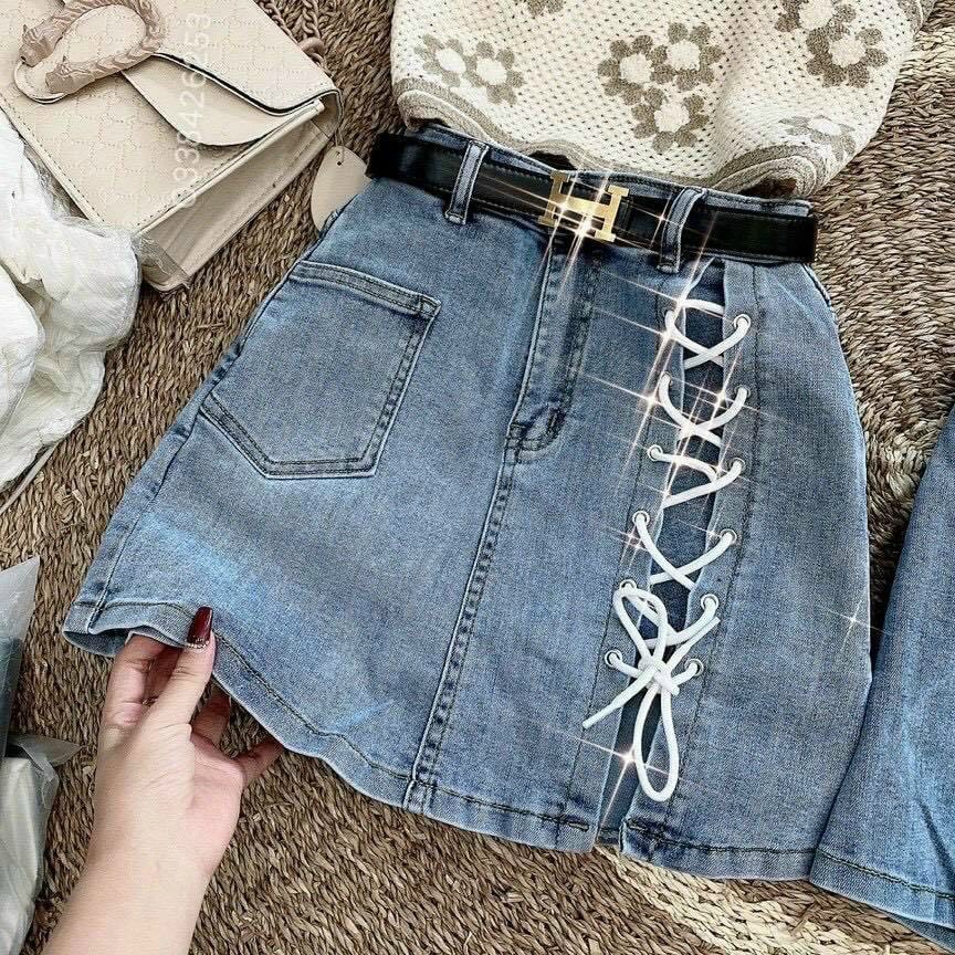 [FREE SHIP]chân váy jean chữ a đan dây 1 bên đùi có quần trong kiểu dáng trẻ trung siêu đẹp thời trang cá tính❤️sa065