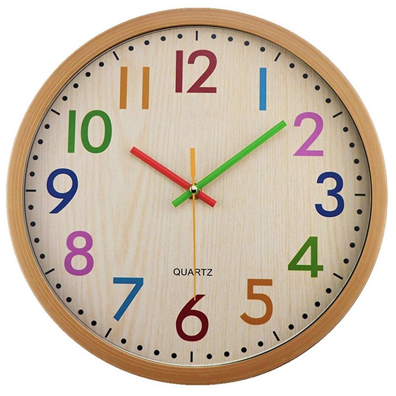 Silent Non Ticking Kids Wall Clock, Battery Colorful Decorative Clock