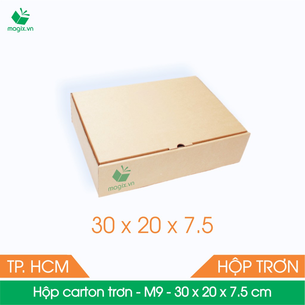 M9 - 30x20x7,5 cm - 100 Thùng hộp carton trơn đóng hàng - tặng 50 decal HÀNG DỄ VỠ