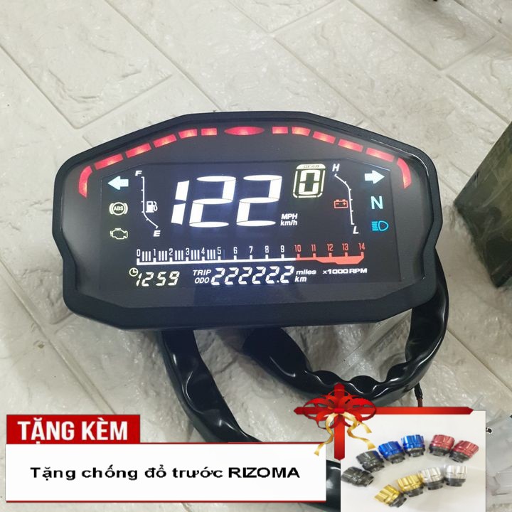 Đồng hồ điện tử xe máy DUCATI  - Đồng hồ điện tử LCD xe DUCATI - Tặng ngay đôi chống đổ răng cưa - B2098